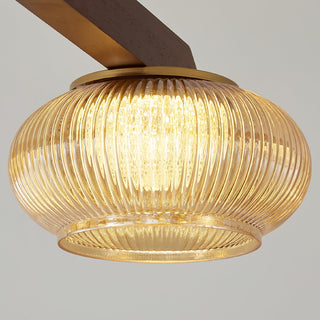 Molari Ribbed Glass Walnut Chandelier