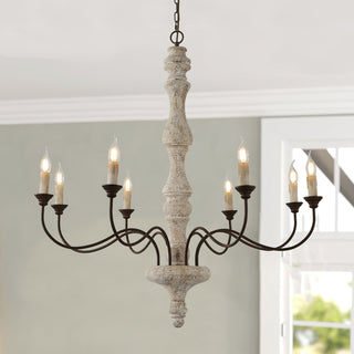 Molina Distressed White Wood Chandelier