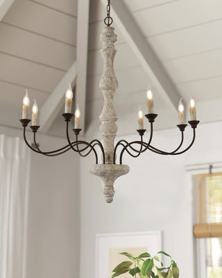 Molina Distressed White Wood Chandelier