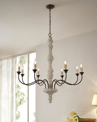 Molina Distressed White Wood Chandelier