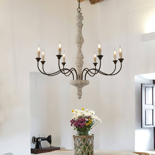 Molina Distressed White Wood Chandelier