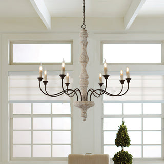 Molina Distressed White Wood Chandelier