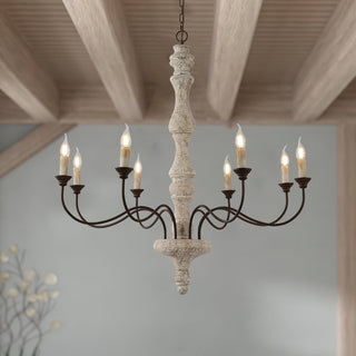 Molina Distressed White Wood Chandelier
