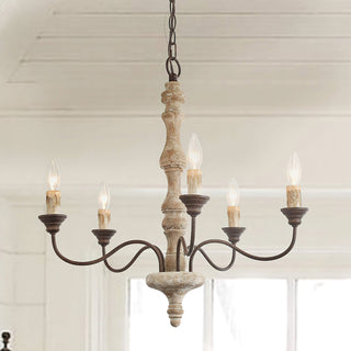 Molina Distressed White Wood Chandelier