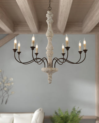 Molina Distressed White Wood Chandelier