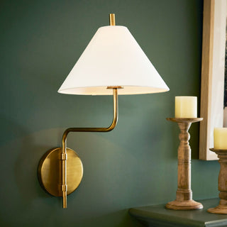 Monroe Mid-Century Brass Fabric Wall Sconce