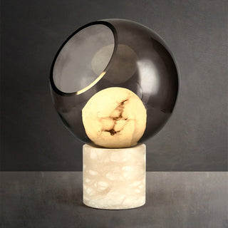 Mortentini Modern Smoked Glass  Alabaster Table Lamp