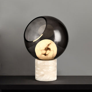 Mortentini Modern Smoked Glass  Alabaster Table Lamp