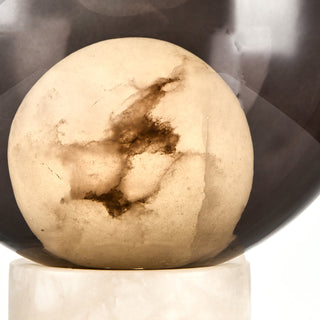 Mortentini Modern Smoked Glass  Alabaster Table Lamp