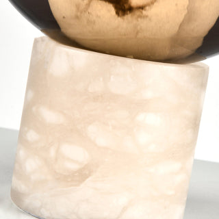 Mortentini Modern Smoked Glass  Alabaster Table Lamp