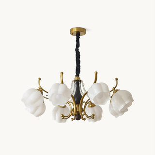 Morup Brass Dark Wood 8-Light Chandelier