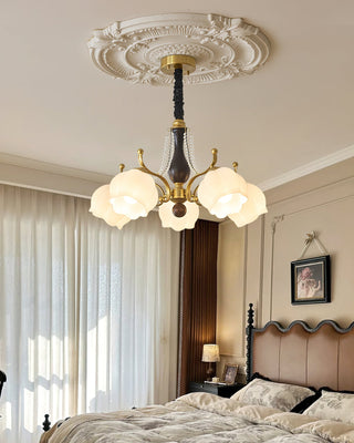 Morup Brass Dark Wood 8-Light Chandelier