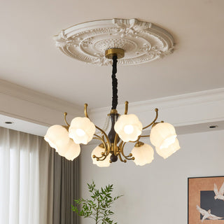 Morup Brass Dark Wood 8-Light Chandelier