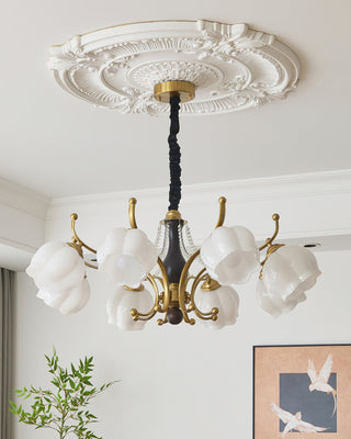 Morup Brass Dark Wood 8-Light Chandelier