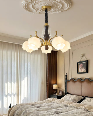 Morup Brass Dark Wood 8-Light Chandelier