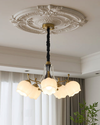 Morup Brass Dark Wood 8-Light Chandelier
