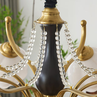 Morup Brass Dark Wood 8-Light Chandelier
