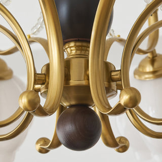Morup Brass Dark Wood 8-Light Chandelier