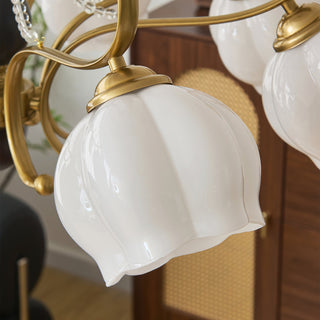 Morup Brass Dark Wood 8-Light Chandelier