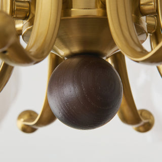 Morup Brass Dark Wood 8-Light Chandelier