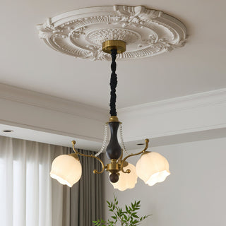 Morup Brass Dark Wood 8-Light Chandelier