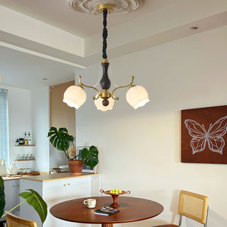 Morup Brass Dark Wood 8-Light Chandelier