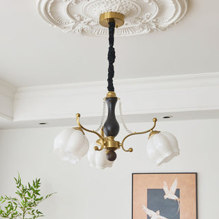Morup Brass Dark Wood 8-Light Chandelier