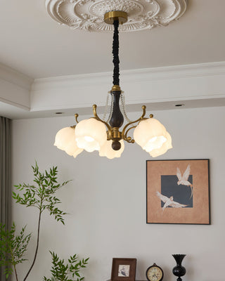 Morup Brass Dark Wood 8-Light Chandelier