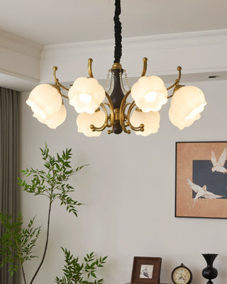 Morup Brass Dark Wood 8-Light Chandelier