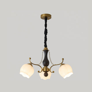 Morup Brass Dark Wood 8-Light Chandelier