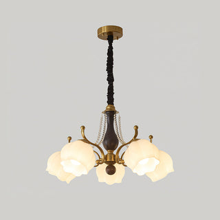 Morup Brass Dark Wood 8-Light Chandelier
