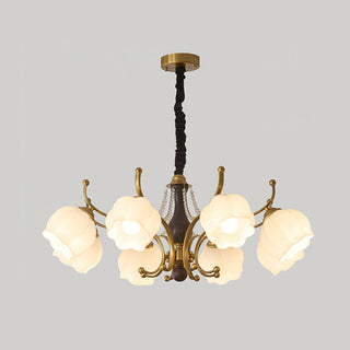 Morup Brass Dark Wood 8-Light Chandelier