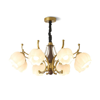 Morup Brass Dark Wood 8-Light Chandelier