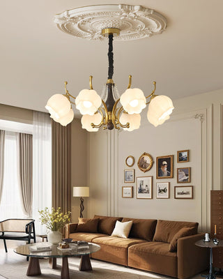 Morup Brass Dark Wood 8-Light Chandelier