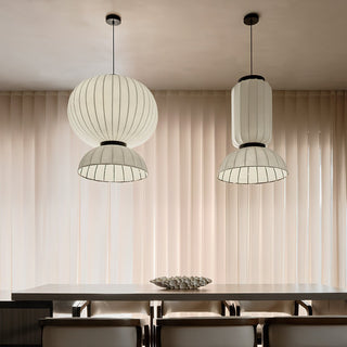 Mulberry Silk Double-Bubble Pendant Lamp