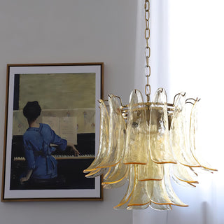 Murano Amber Glass Petal Chandelier