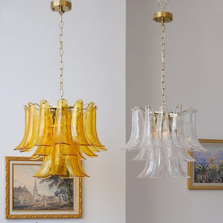 Murano Amber Glass Petal Chandelier