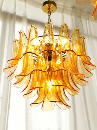 Murano Amber Glass Petal Chandelier