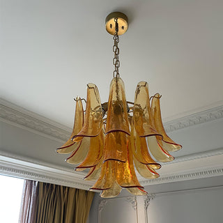 Murano Amber Glass Petal Chandelier