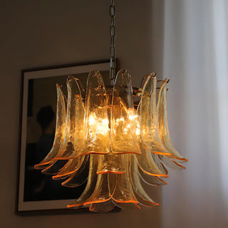Murano Amber Glass Petal Chandelier