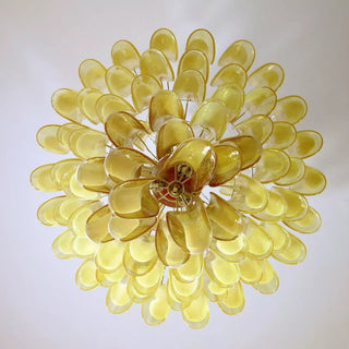 Murano Tiered Gold White Glass Petal Chandelier