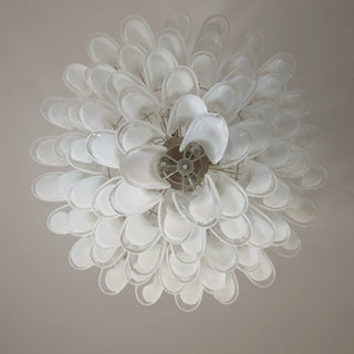 Murano Tiered Gold White Glass Petal Chandelier