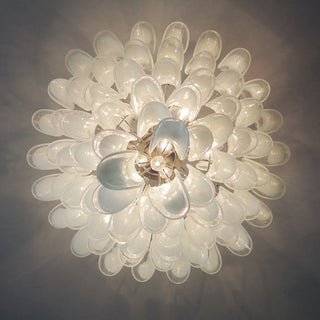 Murano Tiered Gold White Glass Petal Chandelier