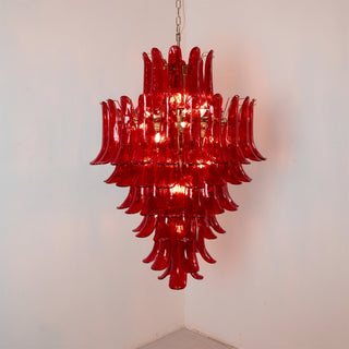 Murano Tiered Gold White Glass Petal Chandelier