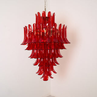 Murano Tiered Gold White Glass Petal Chandelier