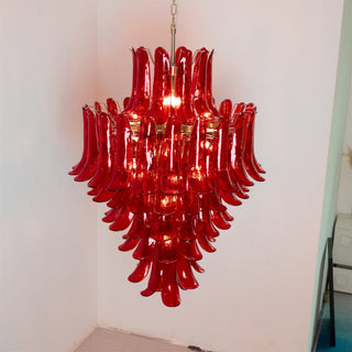 Murano Tiered Gold White Glass Petal Chandelier