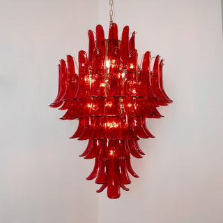 Murano Tiered Gold White Glass Petal Chandelier