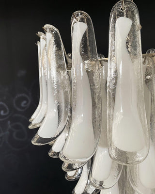 Murano Tiered Gold White Glass Petal Chandelier