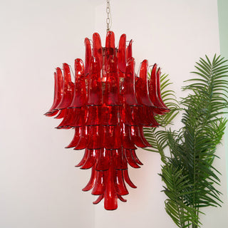 Murano Tiered Gold White Glass Petal Chandelier