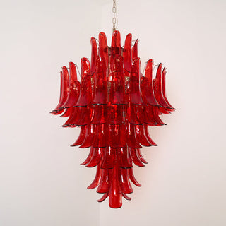 Murano Tiered Gold White Glass Petal Chandelier